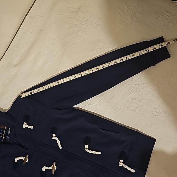 Divided by H&M Navy Duffle Hoodie Hook Eye Zipper Coat - Picture 9 of 9